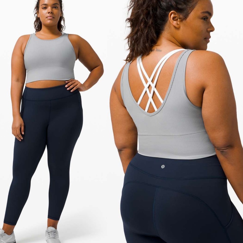 Lululemon Power Pivot Tank Top Ribbed Rhino Grey LW1CKAS Small Reversible Y2K